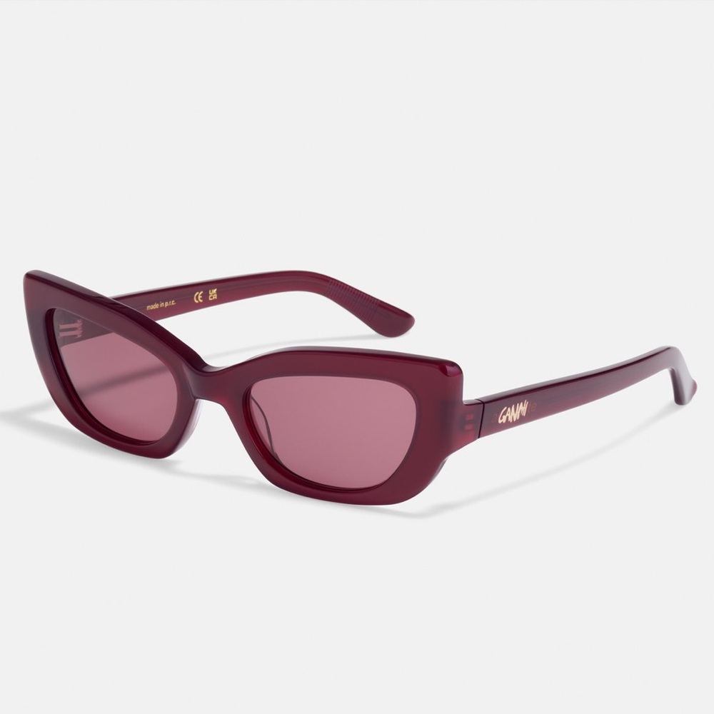 Ganni Burgundy Cat-Eye Sunglasses